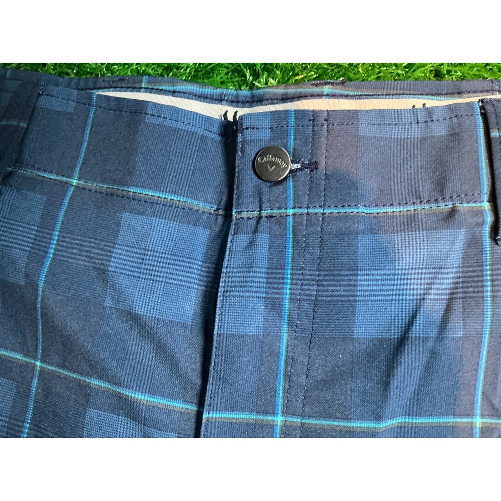Callaway Mens Golf Shorts Blue Plaid Flat Front Stretch Performance Size 36 - Picture 4 of 5